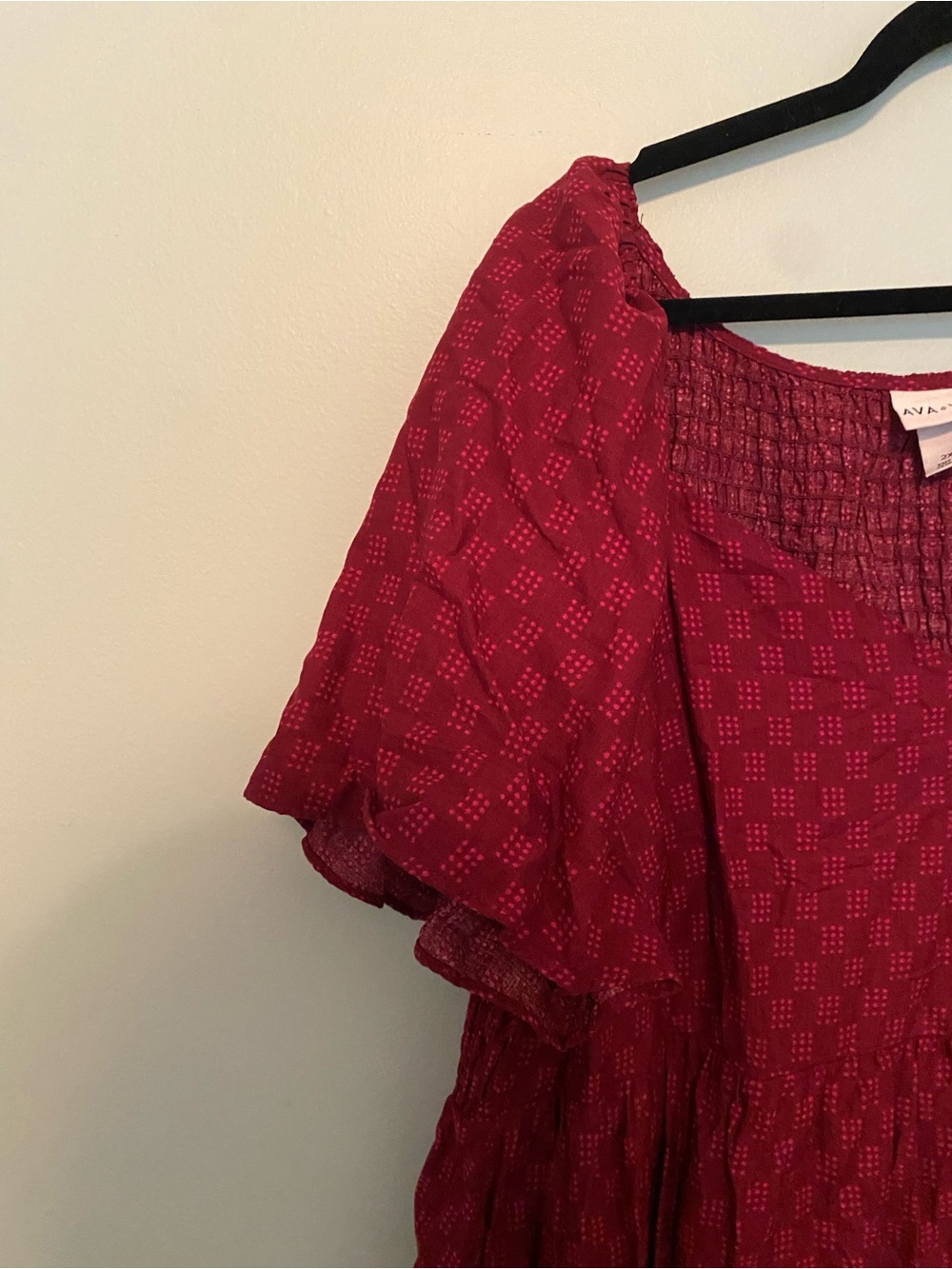 Ava & Viv Wine Red Short Flutter Sleeve Dress - Picture 2 of 7